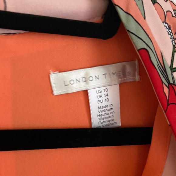 BOGO! NWT London Times Floral Print Cap Sleeve Sheath Dress In Pink size 10 - Picture 3 of 13